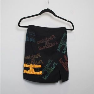 Black Mini Skirt with Custom Patch and Print